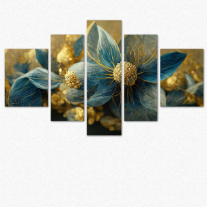 Plavi cvet sa zlatnim detaljima