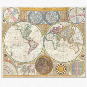 Stara mapa sveta sa magelanovim otkrićima iz 1794